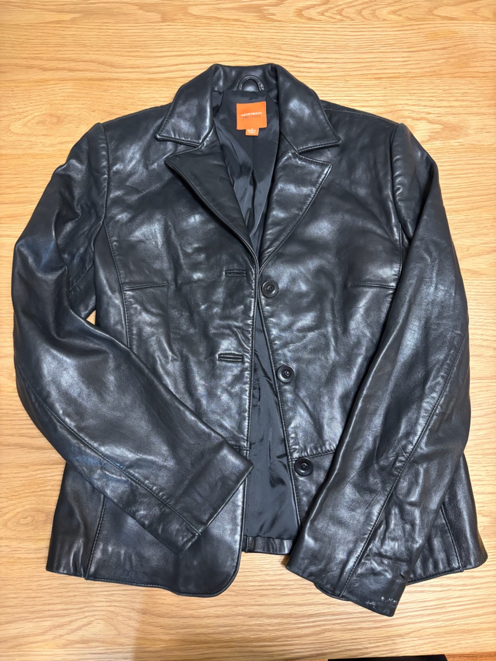Women's Black Leather Blazer Jacket